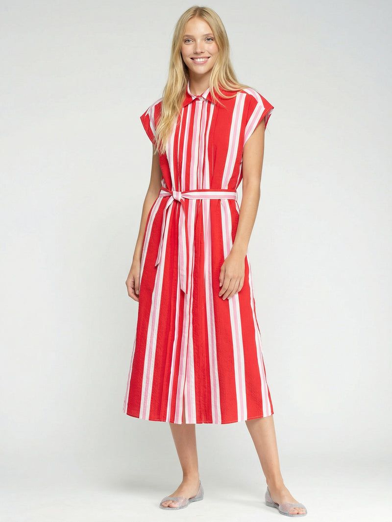 VILAGALLO Jaretas Red Stripe Dress