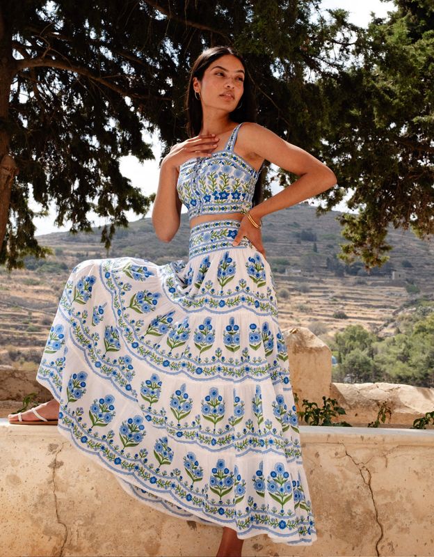 PINK CITY PRINTS Rah Rah Skirt Lapis Meadow