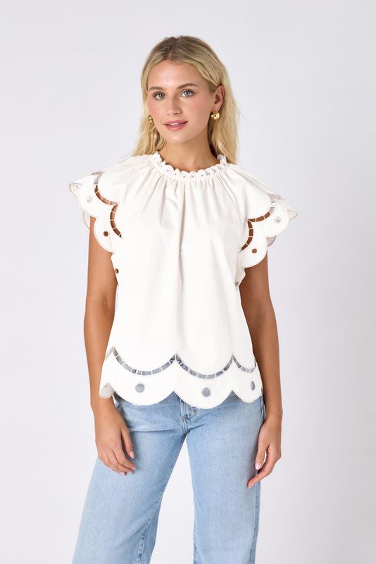 CROSBY Bess Top Cream Cotton Twill CROSBY Bess Top Cream Cotton Twill