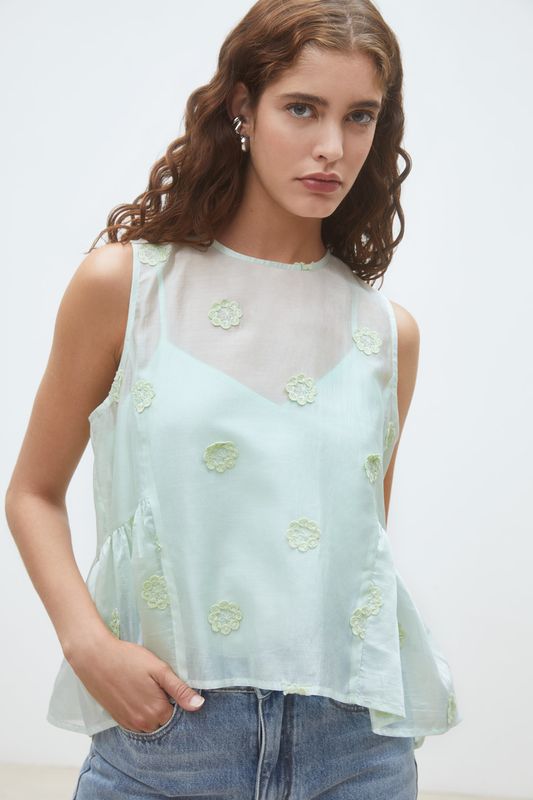 SUNCOO Lywen Vert D'Eau Tank Blouse SUNCOO Lywen Vert D'Eau Tank Blouse