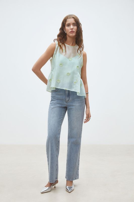 SUNCOO Lywen Vert D'Eau Tank Blouse