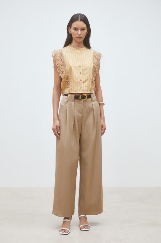 SUNCOO Lazur Camel Stripe Blouse