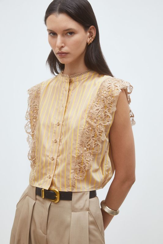 SUNCOO Lazur Camel Stripe Blouse SUNCOO Lazur Camel Stripe Blouse