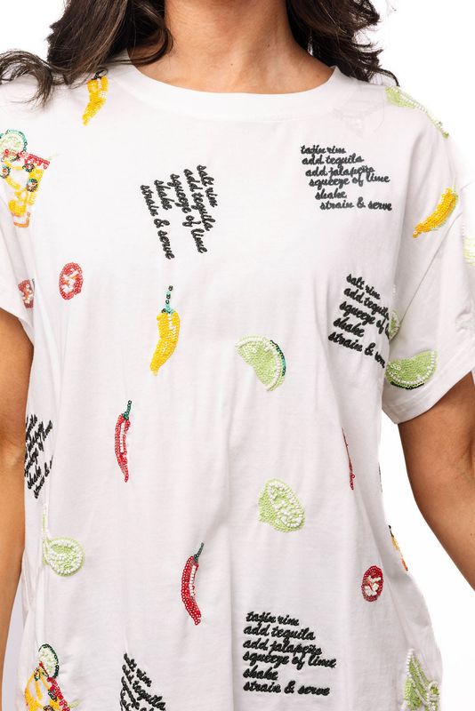 QUEEN OF SPARKLES White spicy marg tee