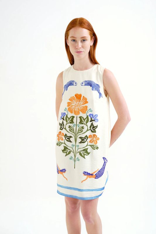 COMPANIA FANTASTICA Ivory Mermaids Short Dress COMPANIA FANTASTICA Ivory Mermaids Short Dress