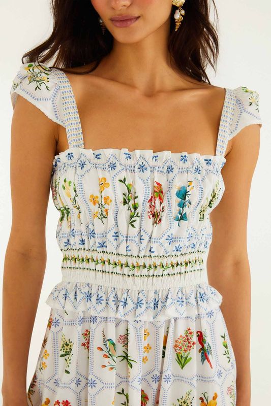 FARM RIO Tropical Porcelain Maxi Dress