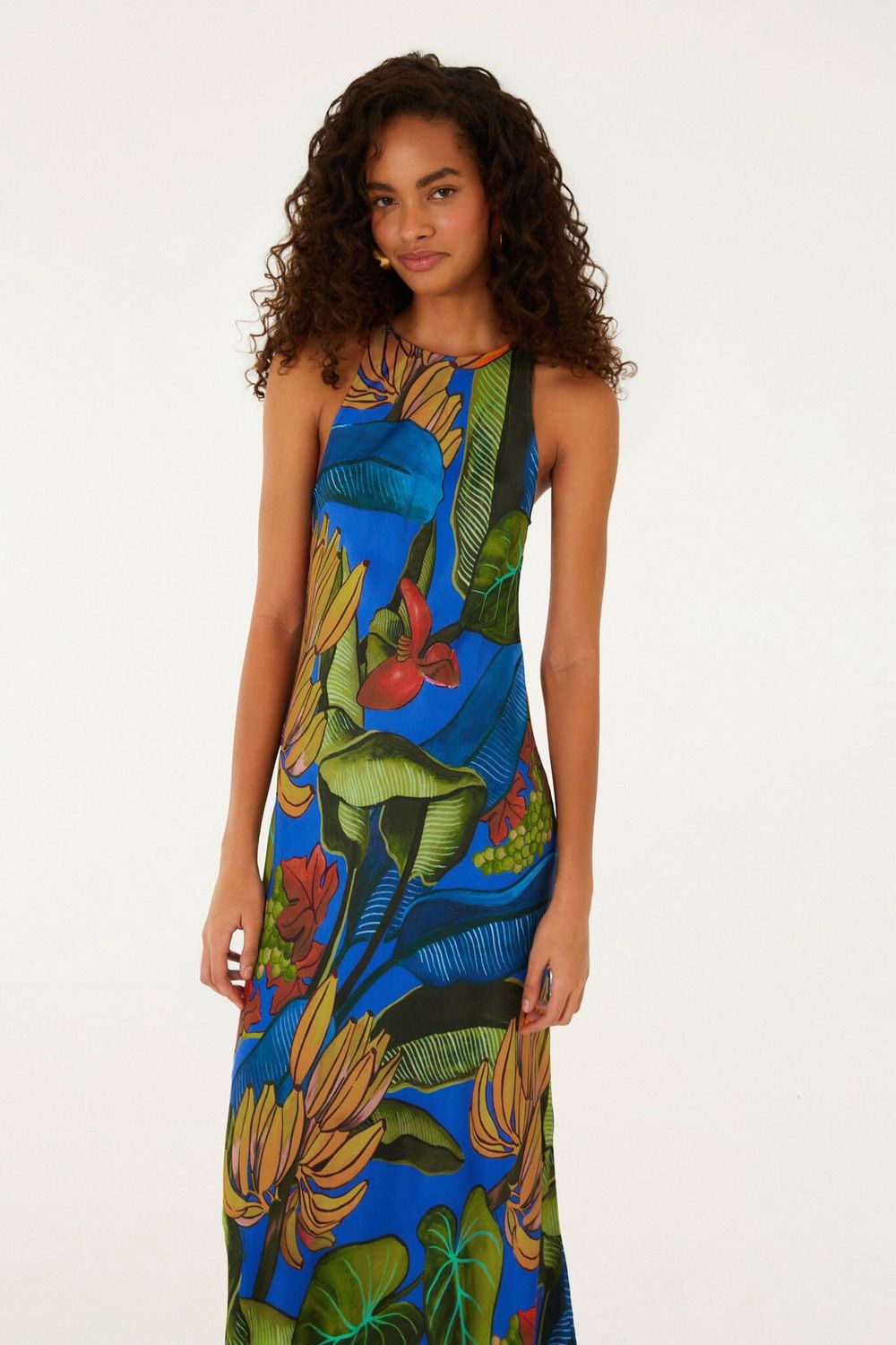 FARM RIO Banana Grapes blue sleeveless maxi dress