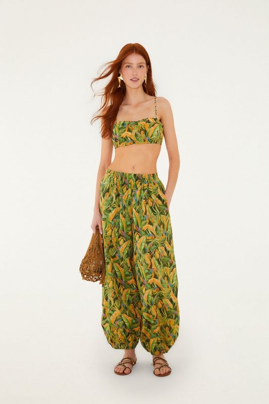 FARM RIO Parrots Forest Green Balloon Pants