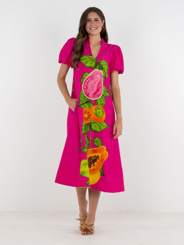 EMILY MCCARTHY Hampton Dress Papaya Vine Linen