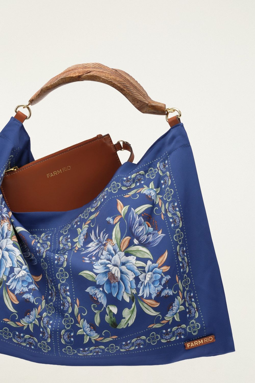 FARM RIO Satin Scarf Bag Ana Azul