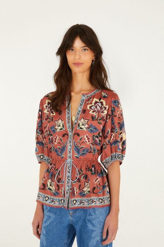 FARM RIO Floral Beauty Tapestry blush blouse FARM RIO Floral Beauty Tapestry blush blouse