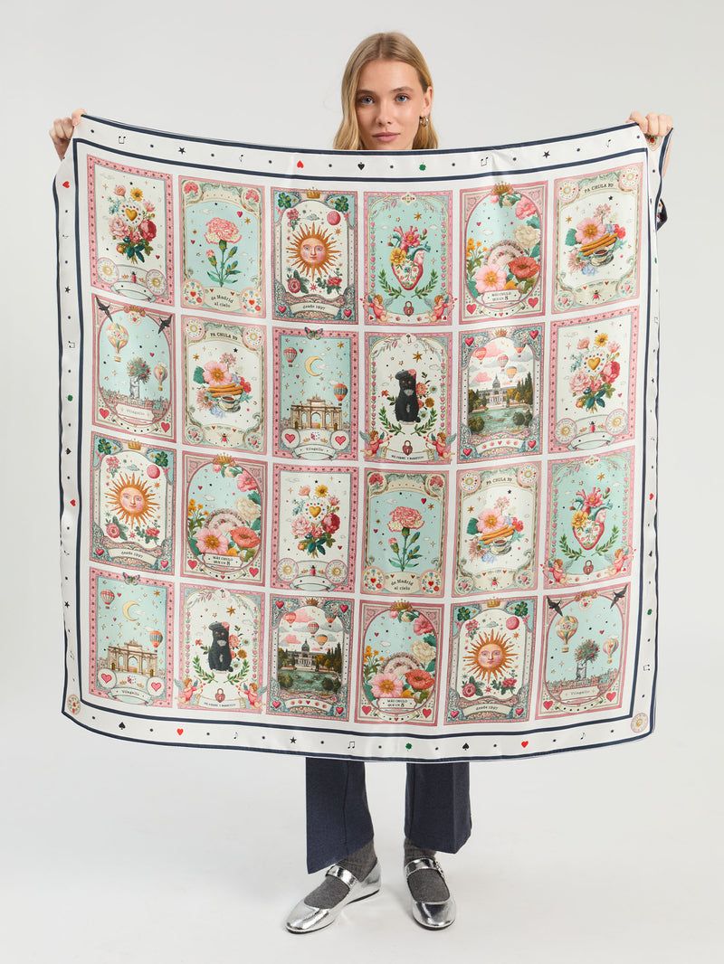 VILAGALLO Silk Madrid Cards Scarf VILAGALLO Silk Madrid Cards Scarf