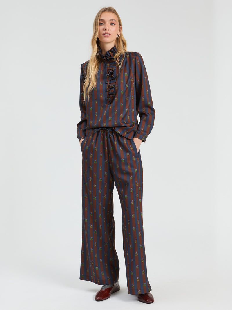 VILAGALLO Indian Floral Stripe Trousers VILAGALLO Indian Floral Stripe Trousers