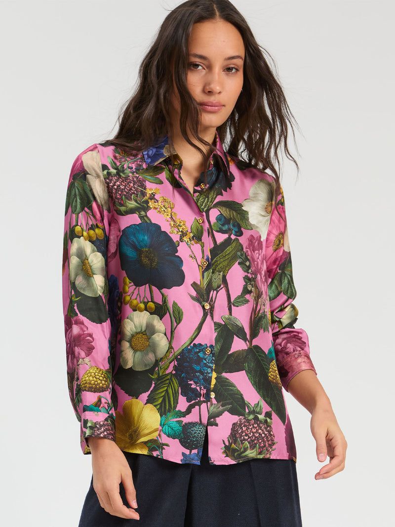 VILAGALLO Silk Flores Shirt VILAGALLO Silk Flores Shirt