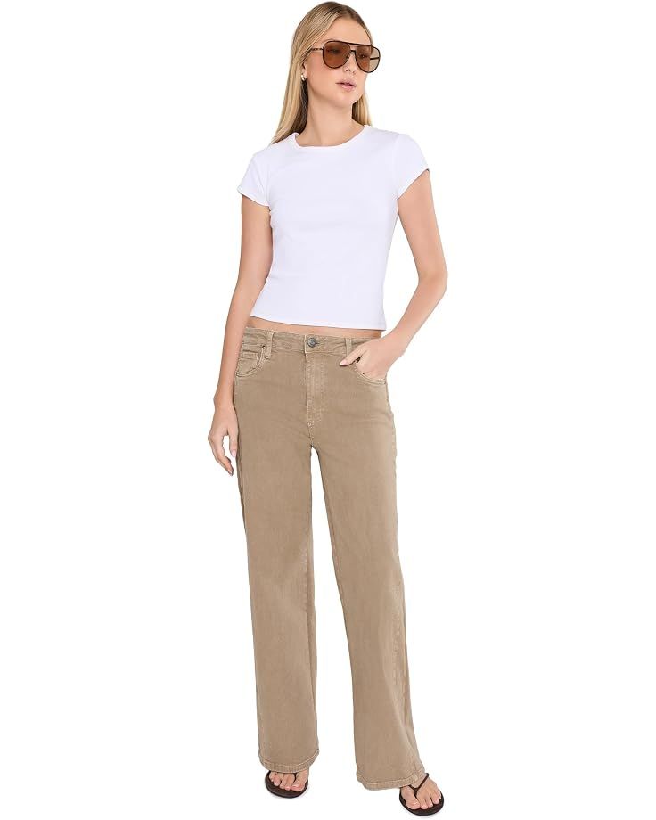 KUT Meg hi rise wide leg, side panel Milk Tea
