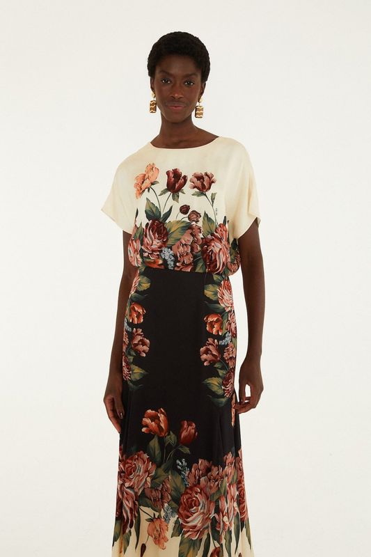 FARM RIO Winter Floral Cream Maxi Dress FARM RIO Winter Floral Cream Maxi Dress
