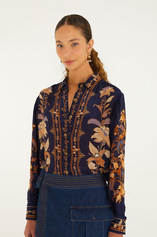 FARM RIO Liz Navy Blue Long Sleeve Top FARM RIO Liz Navy Blue Long Sleeve Top