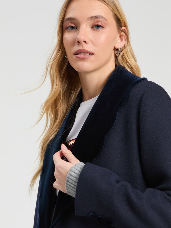 VILAGALLO Azul Mar Wool Blend Coat