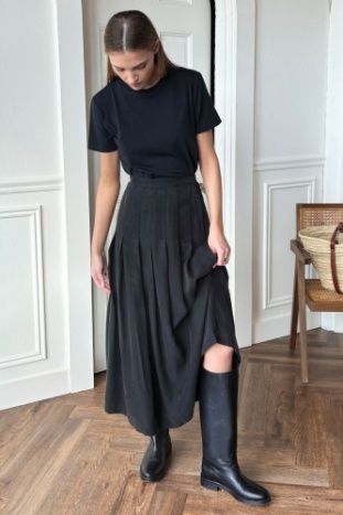 EMERSON FRY Atelier Pleated Maxi Skirt Black