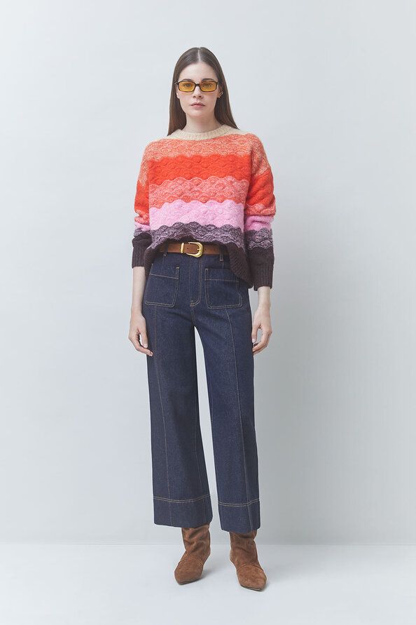 SUNCOO Panayo Scalloped Stripe Jumper SUNCOO Panayo Scalloped Stripe Jumper