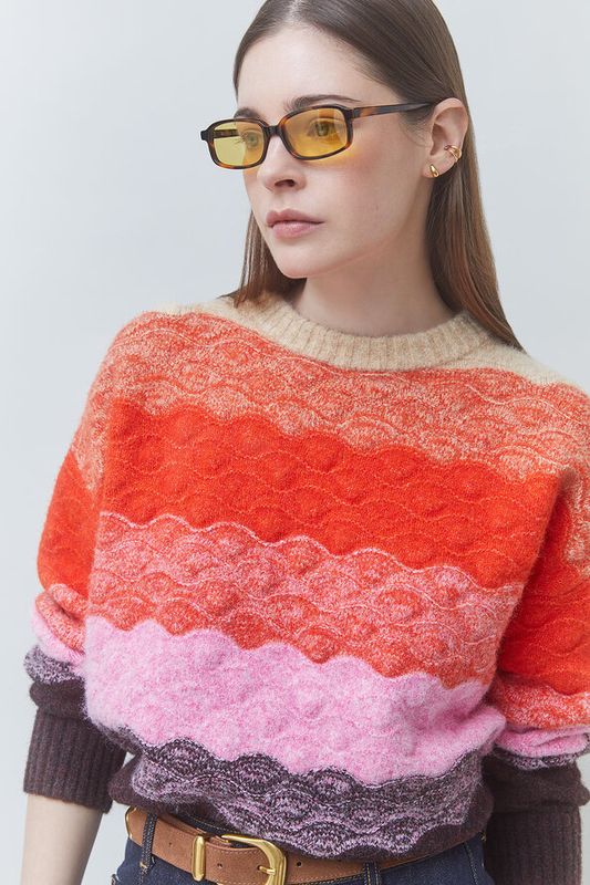 SUNCOO Panayo Scalloped Stripe Jumper
