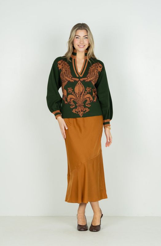 EMILY MCCARTHY Bias Midi Skirt Pecan