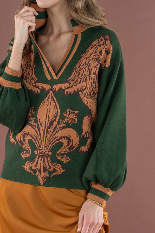 EMILY MCCARTHY Lolli Sweater Leone Intarsia Knit