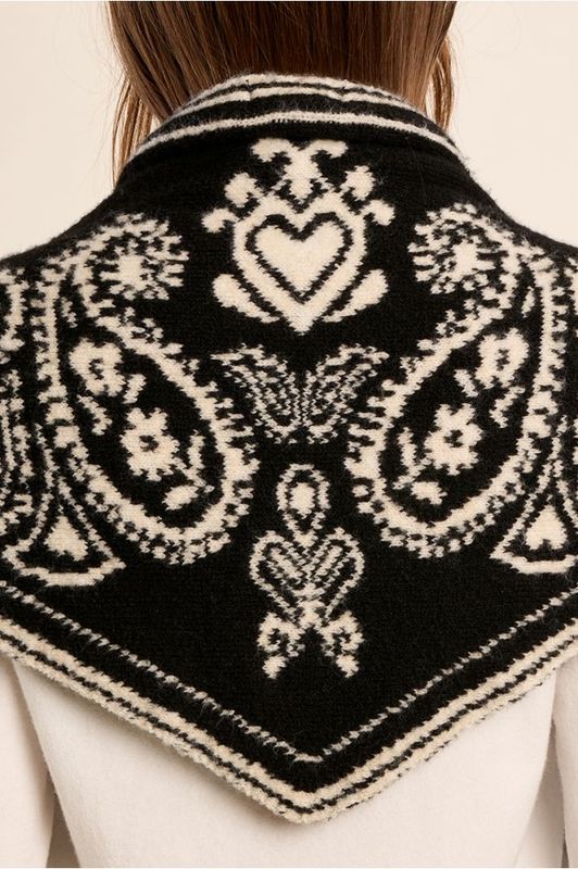 MOLLY BRACKEN Black & White Knit Scarf
