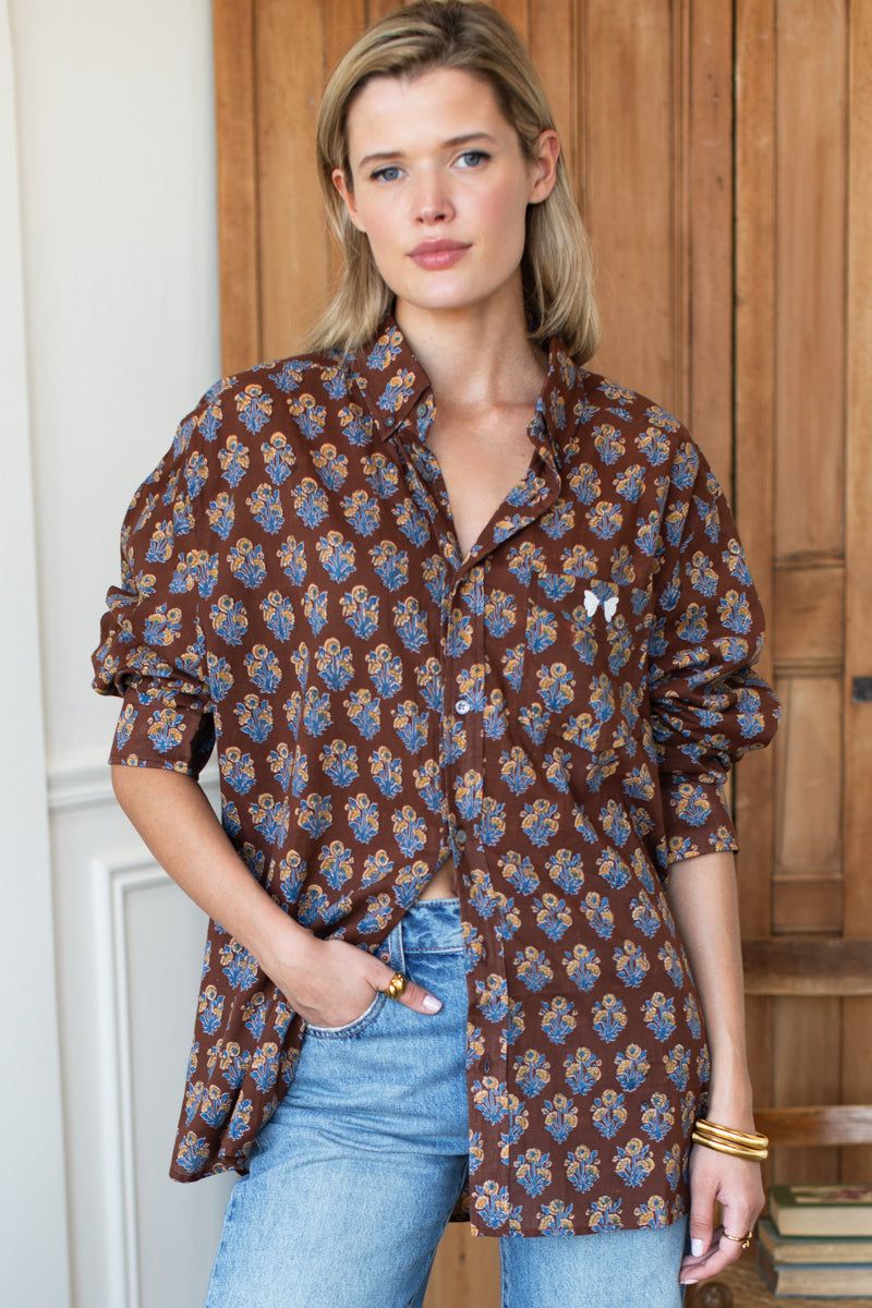 EMERSON FRY Ryan Shirt Library Flowers Cocoa EMERSON FRY Ryan Shirt Library Flowers Cocoa