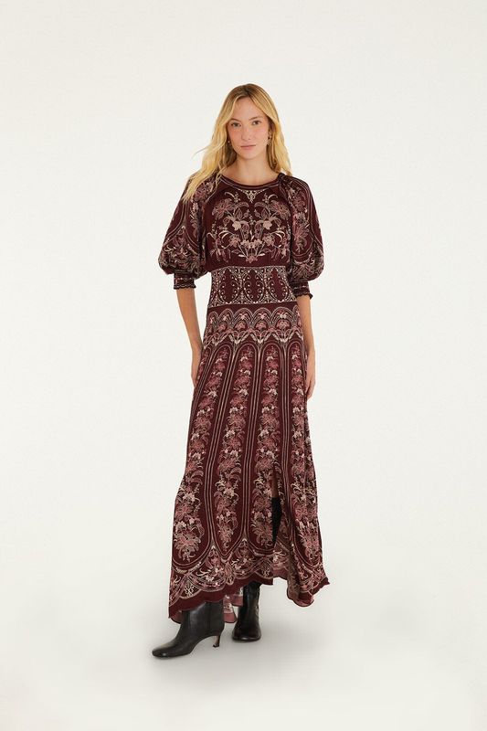 FARM RIO Liz Burgundy Maxi Dress FARM RIO Liz Burgundy Maxi Dress