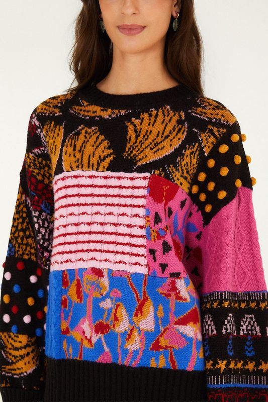 FARM RIO Mix patchwork sweater