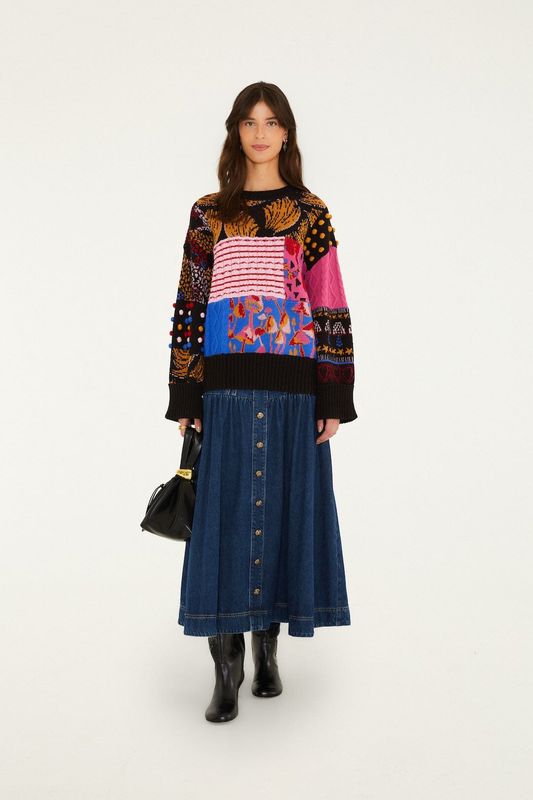 FARM RIO Mix patchwork sweater FARM RIO Mix patchwork sweater