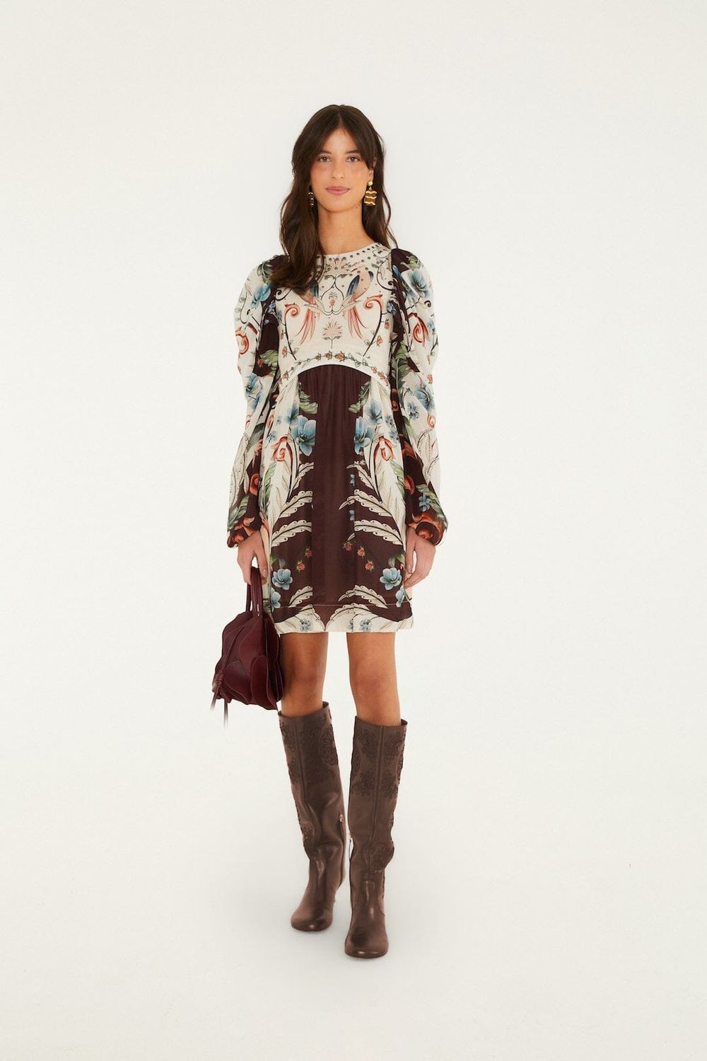 FARM RIO Millena off white long sleeve mini dress FARM RIO Millena off white long sleeve mini dress