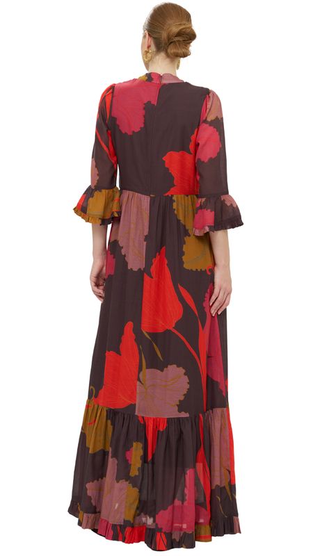 OLIPHANT High Neck Bell Maxi Dress Hauge