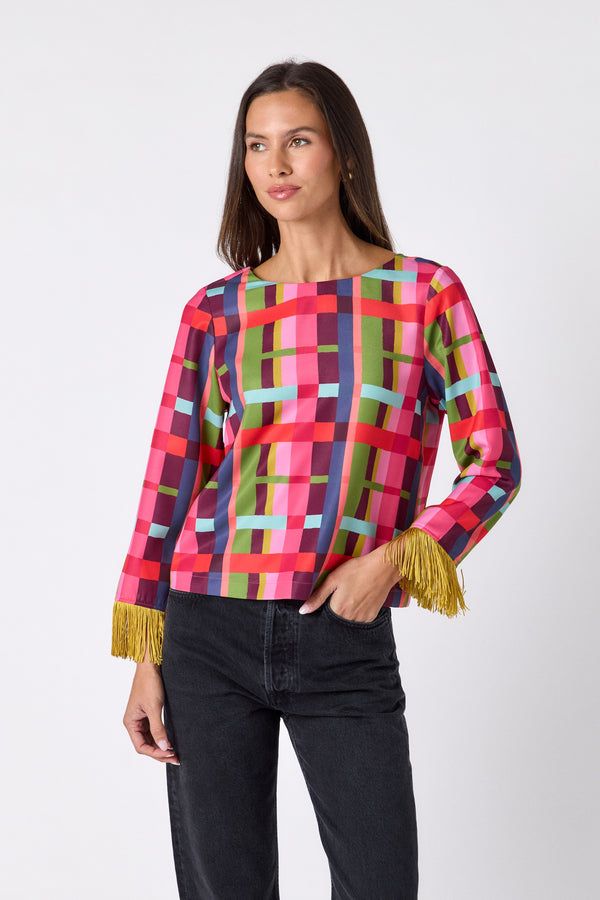 CROSBY Maya Top Plaid Parade