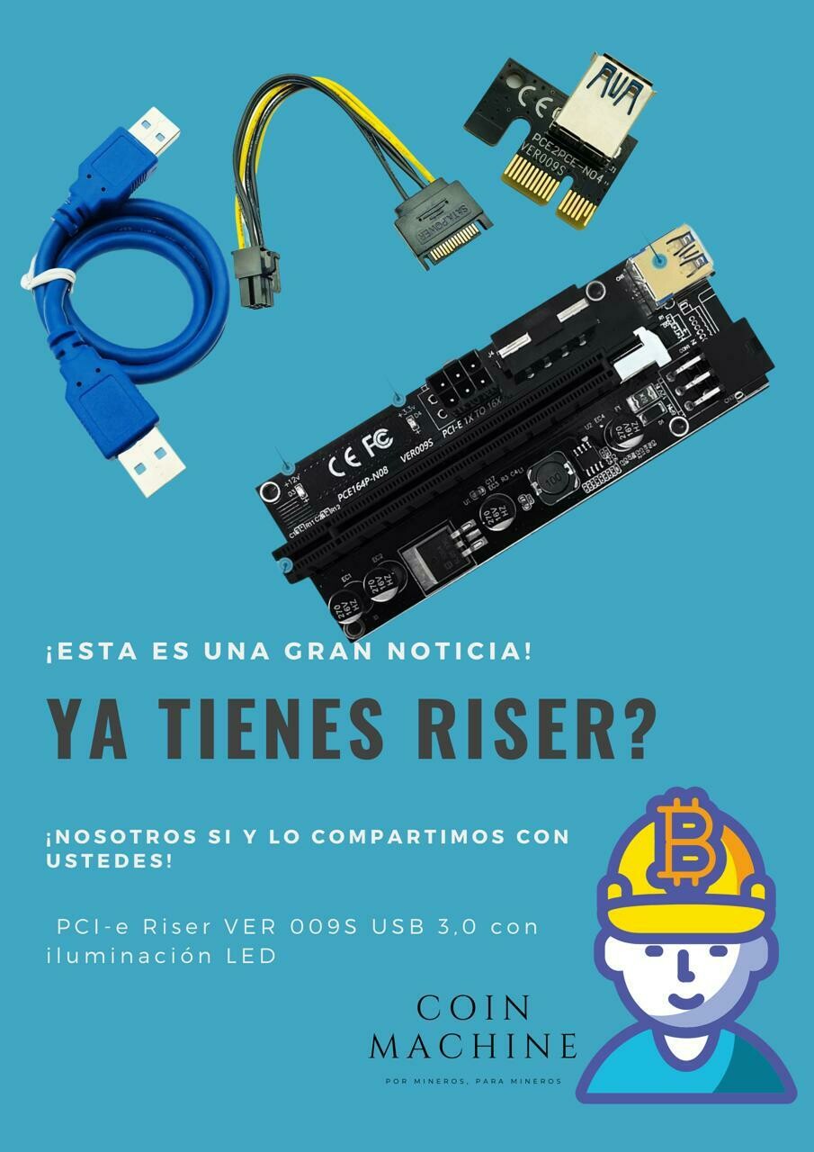 Riser Ver009S + Cable SATA 15 pines a 6 pines PCI + Usb 3,0+ Pci-E adaptador