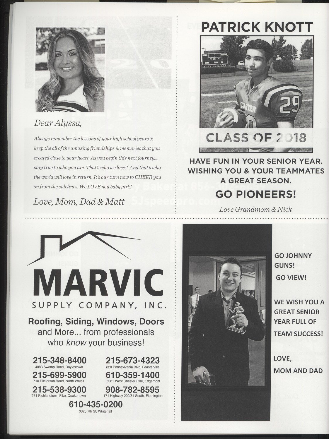 1 4 Page Ad sample Pictured Program Book Only