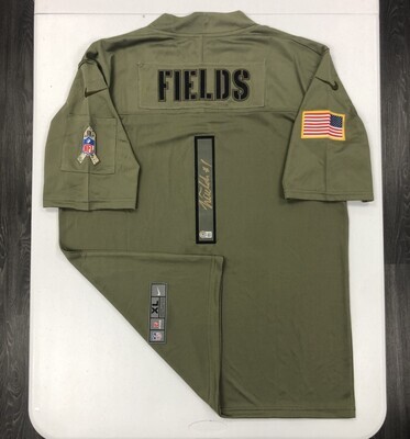 ​Justin Fields signed Salute to Service jersey (Gold Ink)