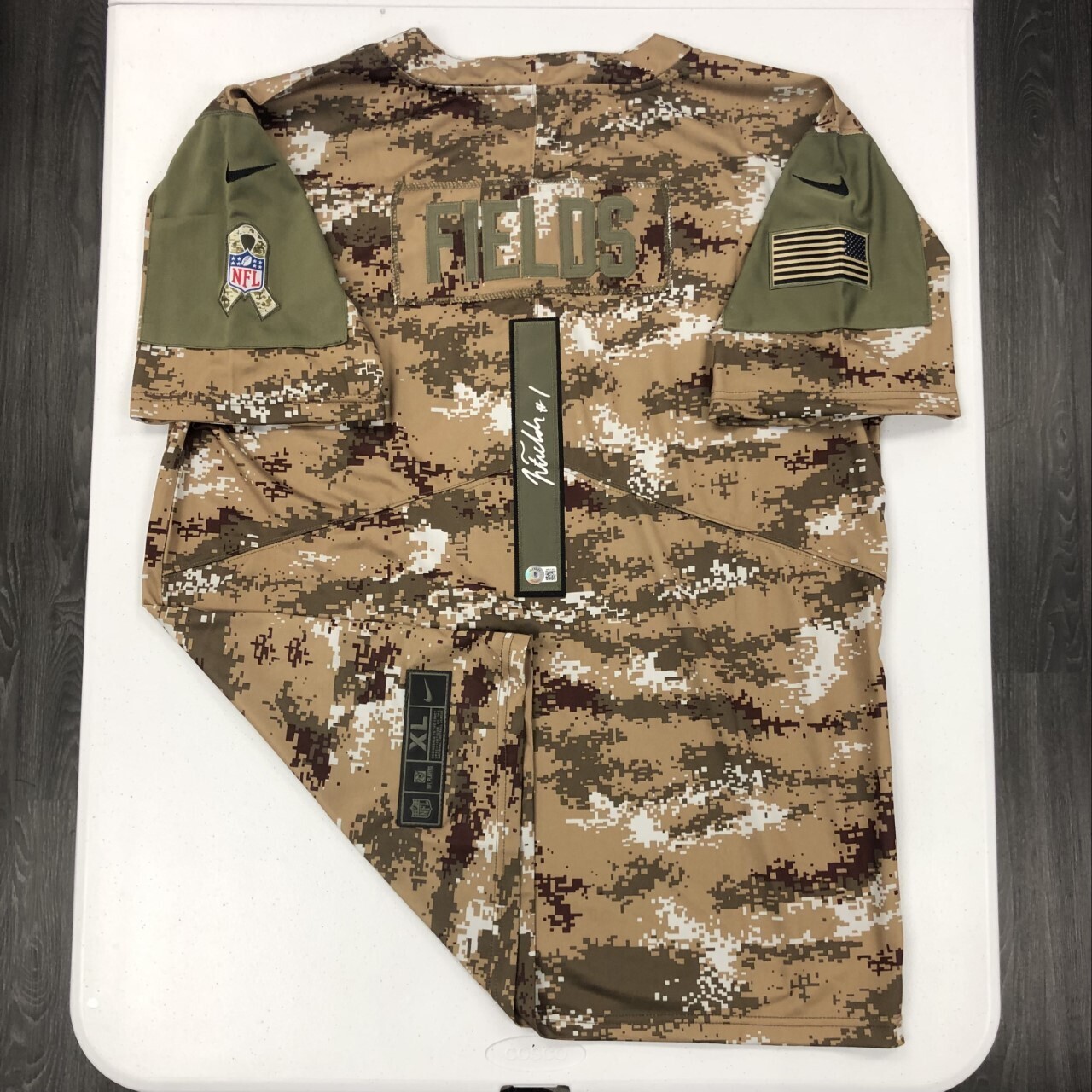 Justin Fields Signed Camo Salute to Service Jersey (Silver Ink)