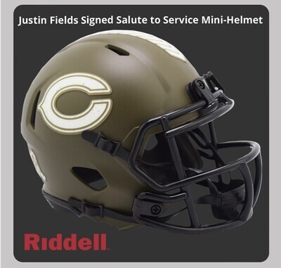 Justin Fields SIGNED Ridell Chicago Bears 2022 Salute to Service Speed Mini-Helmet (PRE-ORDER PACKAGE)
