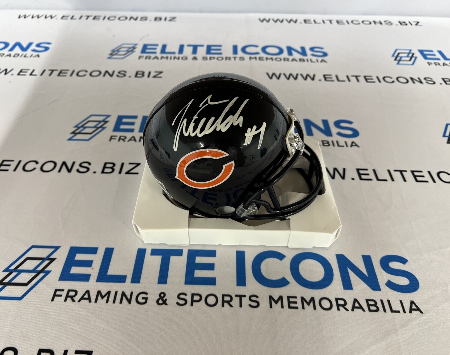 Justin Fields Signed VSR4 Chicago Bears Mini-Helmet (Beckett COA)