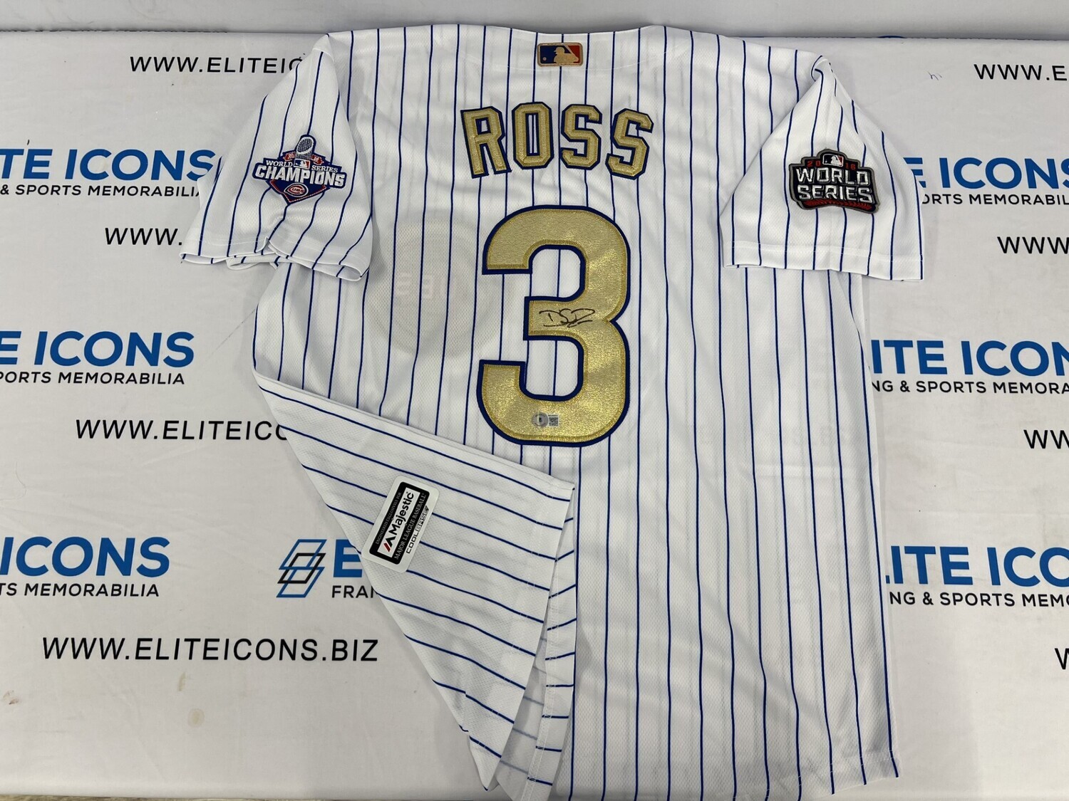 David Ross Signed XL Custom Pinstripe Jersey (Beckett COA)