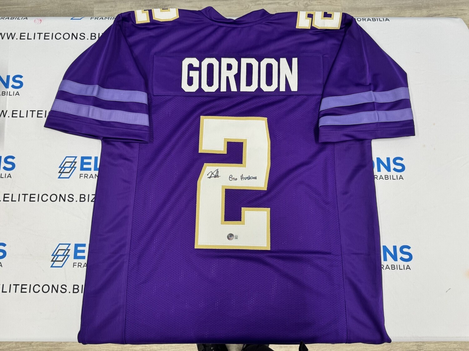 Kyler Gordon Signed XL Purple Custom Jersey w/ Beckett COA