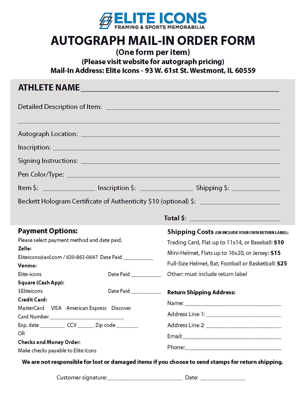 Aaron Rowand Mail-Order Form (August 5th deadline)