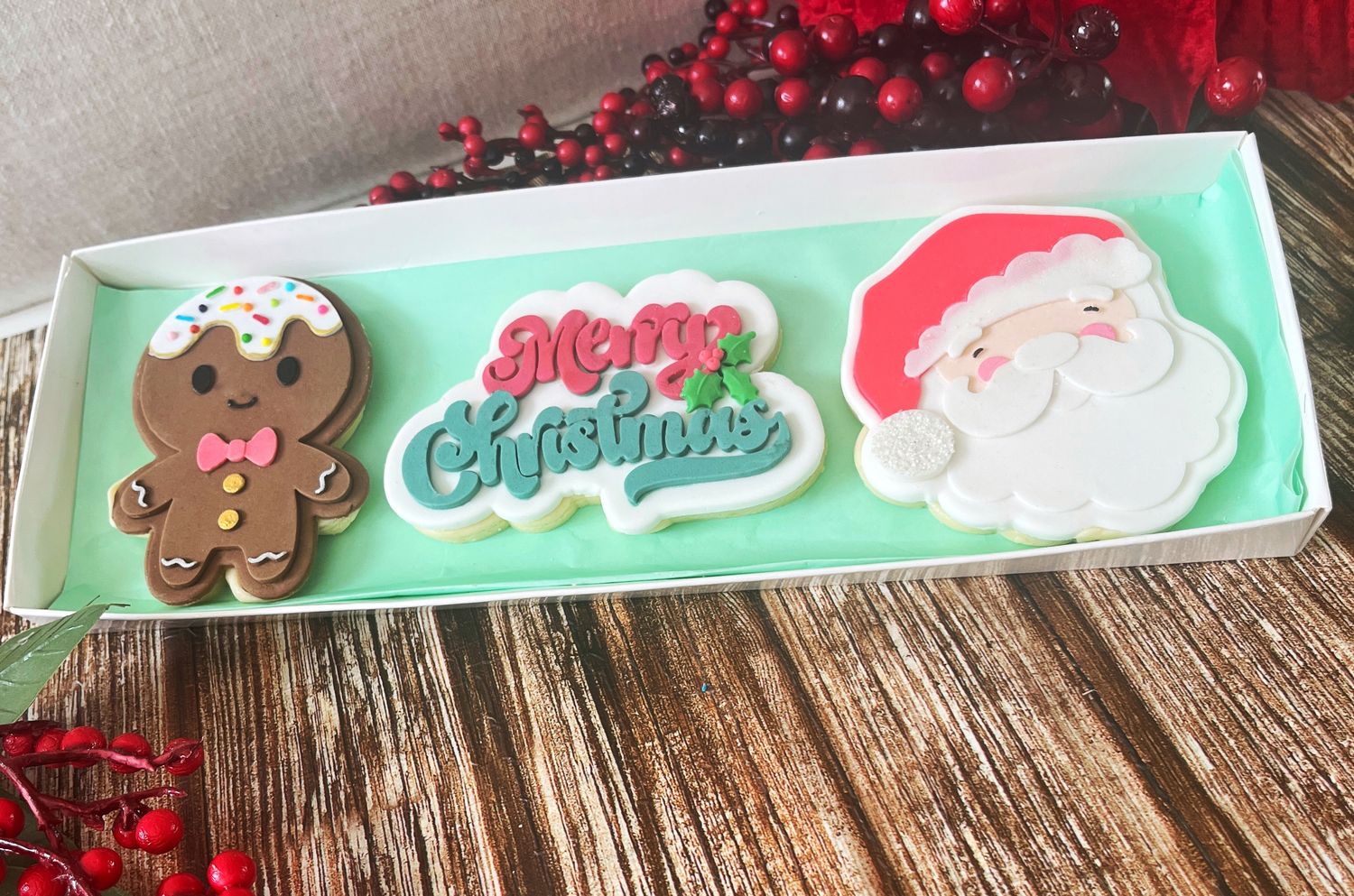 Gingerbread, Santa and Merry cookie
