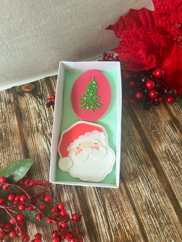 Santa &amp;  round Tree cookies