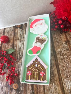 House, Stockings and Santa cookies