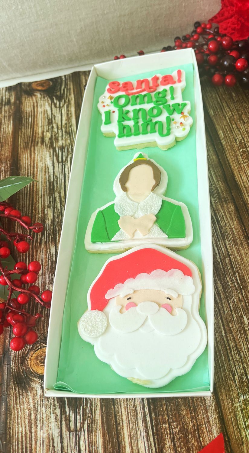 Elf movie trio with Santa