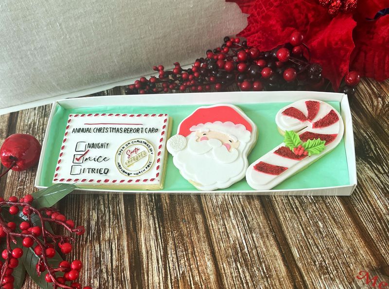 Report card, Santa and candy cane