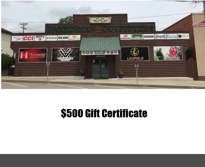 500 Gift Certificate To Sportsman Outfitters